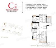 盛世溪南里C户型116㎡四房两厅两卫两阳台 4室2厅2卫1厨