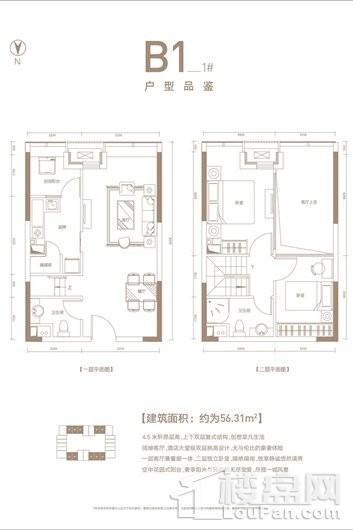 恒大中央广场B1户型 2室2厅1卫1厨