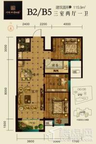 御园·桃李春风B2/B5户型图 3室2厅1卫1厨