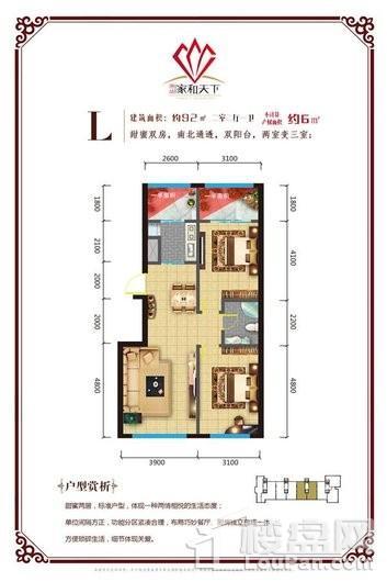 唐盛·家和天下L户型 2室2厅1卫1厨