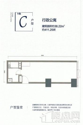 橫琴財富中心1棟C戶型行政公寓 1室1厅1卫1厨