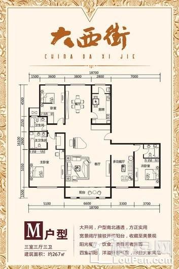 大西街·公园1号一期M户型 3室3厅3卫1厨