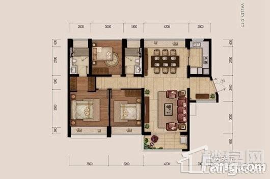 恒榮·城市溪谷10棟01/04戶型 3室2厅2卫1厨