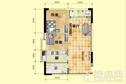 义方家园义方公馆C户型 2室2厅1卫1厨