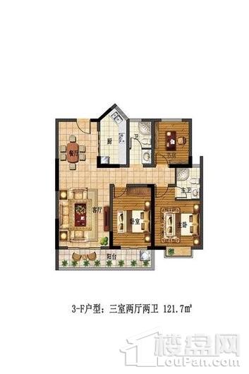 淅川金地购物公园3-F户型 3室2厅2卫1厨