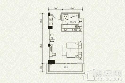 绿岛酒店式公寓A户型 1室1卫1厨