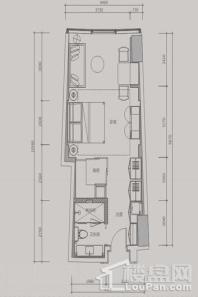 海口华彩华寓F户型 1室1厅1卫1厨
