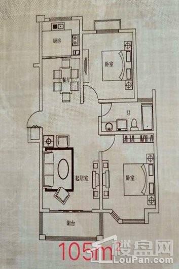 鼎昌名邸两室一厅一卫105平方米 2室1厅1卫1厨