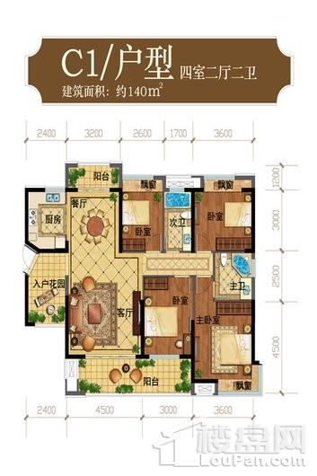 河源天和城4室2厅2卫户型图