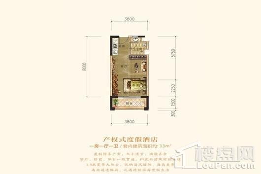 菏建·海景湾酒店式公寓A户型 1室1厅1卫1厨