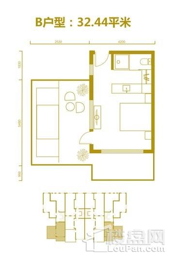 金石湾艺术园区B户型 1室1厅1卫1厨