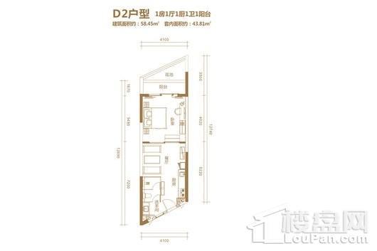 御泉水乡D2户型图 1室1厅1卫1厨