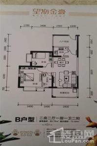 望海金豪B户型 2室2厅1卫1厨