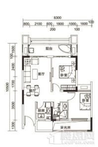 群升棋子湾B户型 2室2厅1卫1厨