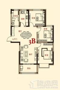 南池御都二期3B户型 3室2厅1卫1厨