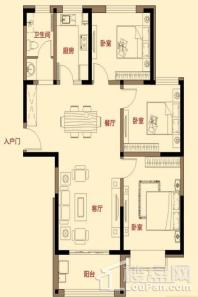 南池御都3B户型 3室2厅1卫1厨