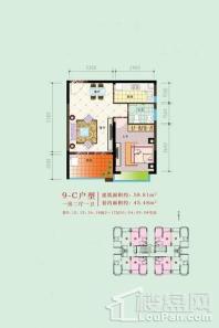 四季康城二期C区9#C户型 1室2厅1卫1厨