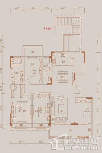 铂悦·庐州府洋房二层164平米户型 3室2厅2卫1厨