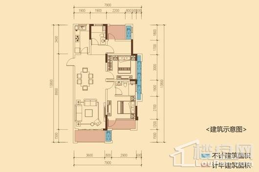 中梁·首府高层C户型 3室2厅2卫1厨