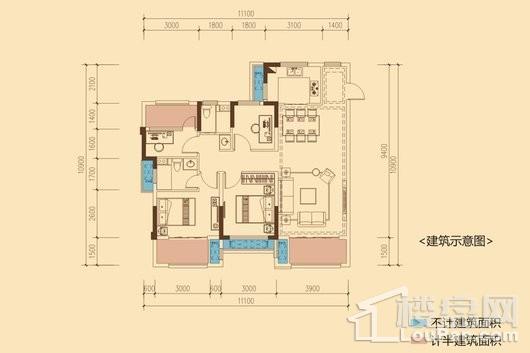 中梁·首府高层E户型 4室2厅2卫1厨