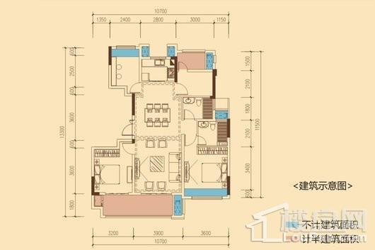 中梁·首府洋房A户型 4室2厅2卫1厨