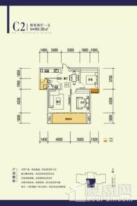 汉上第一街C2户型 2室2厅1卫1厨