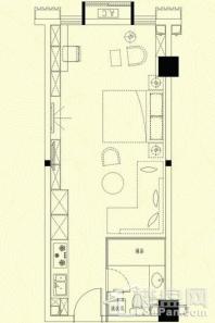 和平国际广场全能公寓54㎡户型 1室1厅1卫1厨