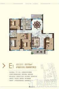 碧桂园华榕世纪城E1户型170平 4室2厅2卫1厨