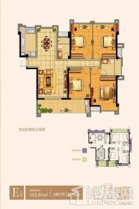 凯景悦蓝山3#E户型143㎡ 4室2厅2卫1厨