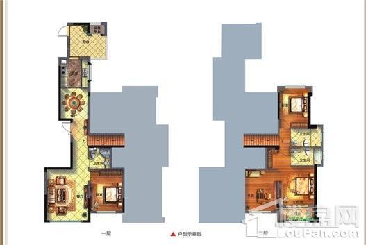 福清融侨观邸A1户型复式140㎡奇数层 4室2厅3卫1厨