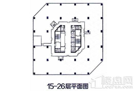 恒丰大厦15-26层平面图 1室