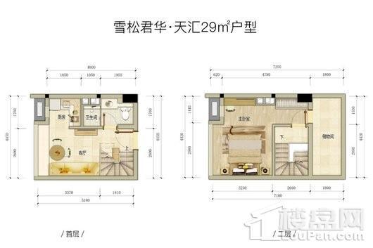 雪松君华·天汇29㎡户型 1室1厅1卫1厨