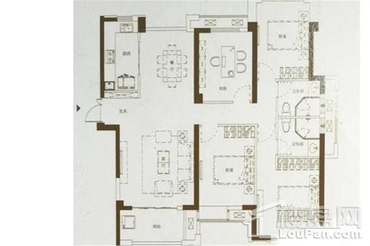 阳光城金融街官邸C1户型140平米 4室2厅2卫1厨