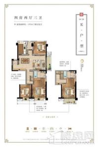 融信壹号府1#、2#楼E户型4房2厅3卫 4室2厅3卫1厨