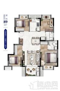 福州碧桂园·天汇89平米户型 4室2厅2卫1厨