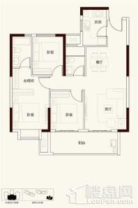 禹洲金辉里3#98平户型 3室2厅2卫1厨