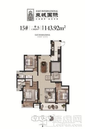 藁城东城国际15#1单元01户型 3室2厅2卫1厨