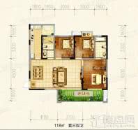 置信国色天乡鹭湖宫10区118㎡套三双卫户型A 3室2厅2卫1厨