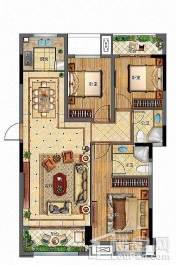 天骏壹品户型图A2-02 3室2厅2卫1厨