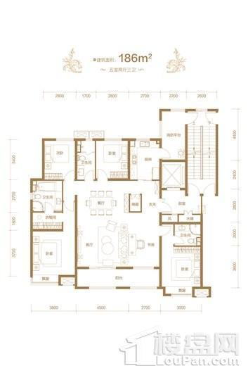 保利海德公园三期三期186㎡户型 5室2厅3卫1厨