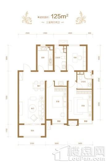 保利海德公园三期三期125㎡户型 3室2厅2卫1厨
