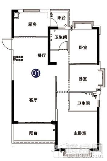 南安恒大新城117㎡户型 3室2厅2卫1厨