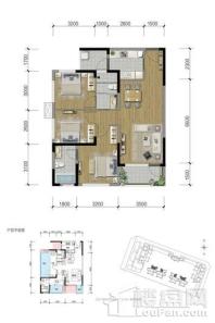 朗诗未来家商业9、10栋标准层A3户型 3室2厅1卫2厨