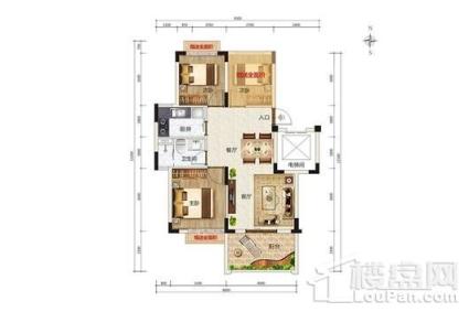 B1户型 3房2厅1卫 建面约80.42m²