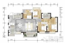 仁美熙和府F2建面约128平户型 4室2厅2卫1厨