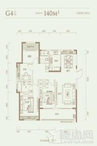 信达·公园里G4-140平米户型 4室2厅2卫1厨