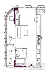 恒大水晶国际广场67.81平米 1室1厅1卫1厨