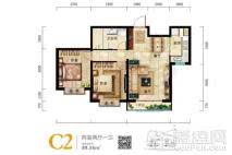 天庆国际新城D区C2户型89.56㎡ 2室2厅1卫1厨