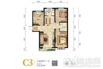 天庆国际新城D区C3户型116.92㎡ 3室2厅1卫1厨