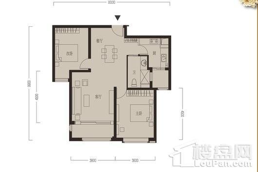 荣光·崴廉公馆D2户型 2室2厅1卫1厨